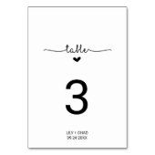 Love Height Table Number Kaart (Achterkant)