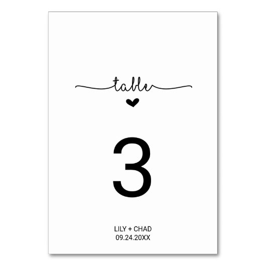 Love Height Table Number Kaart (Voorkant)