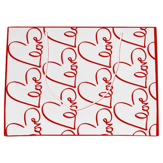 Love Height Word Art Red Pattern Valentijns Groot Cadeauzakje (Voorkant)