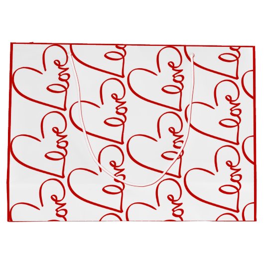 Love Height Word Art Red Pattern Valentijns Groot Cadeauzakje (Achterkant)