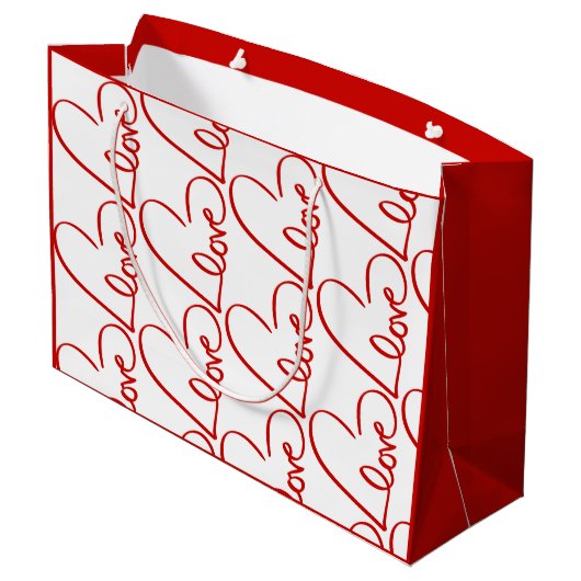 Love Height Word Art Red Pattern Valentijns Groot Cadeauzakje (Achterkant Gekanteld)