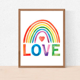 LOVE Helder Kleur Regenboog Kinderkamer Decor Poster