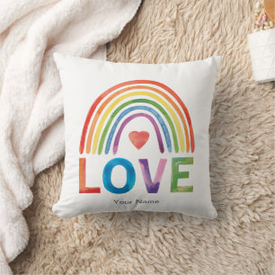 LOVE Helder Kleur Regenboog Waterverf Modern Chic Kussen