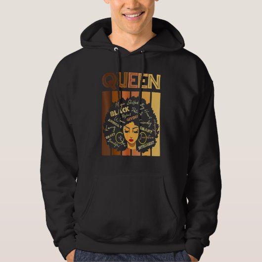 Love Her Black History Month Queen Melanin Afro Fr Hoodie (Voorkant)