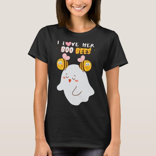 Love Her Boo Bijen Grappig Halloween Paar Echtgeno T-shirt (Voorkant)