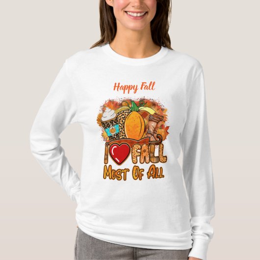 Love Herfst Autumn Customize Text T-shirt (Voorkant)