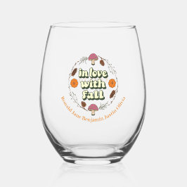 Love Herfst Thanksgiving Familienamen aanpassen Wijnglas Zonder Voet