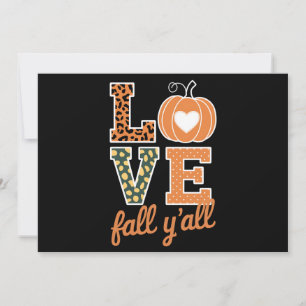 Love Herfst Y'All Leopard Print Herfst Thanksgivin Kaart