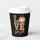 Love Herfst Y'All Leopard Print Herfst Thanksgivin Papieren Bekers (Voorkant)