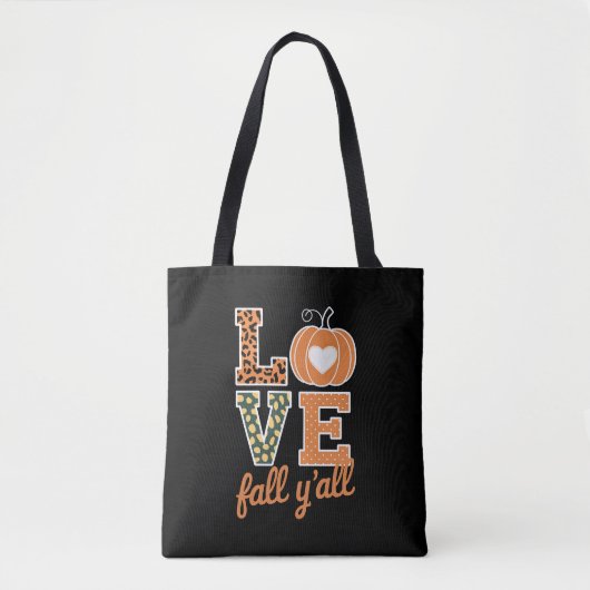 Love Herfst Y'All Leopard Print Herfst Thanksgivin Tote Bag (Voorkant)