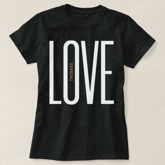 Love High Letters Monogram White Gold Chic Design T-shirt (Design voorkant)