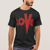 Love High V Red en Gold Glitter Letter Art T-shirt (Voorkant)