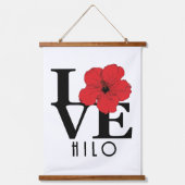 LOVE Hilo Hawaii Red Hibiscus Hangend Wandkleed (Voorkant)