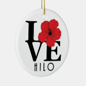 LOVE Hilo Hawaii Red Hibiscus Keramisch Ornament (Rechts)