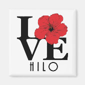 LOVE Hilo Hawaii Red Hibiscus Magneet (Voorkant)