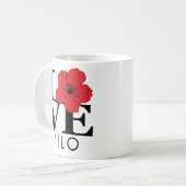 LOVE Hilo Red Hibiscus 11oz Koffiemok (Voorkant links)