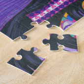 Love Hippie Girl Peace Sign Big Eyes Paars Legpuzzel (Zijkant)