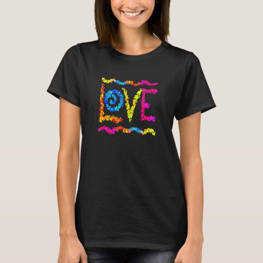 Love Hippie Groovy Rainbow Graffiti Spray Paint La T-shirt (Voorkant)
