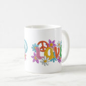 Love Hippie Peace Sign Flower Power Koffiemok (Voorkant rechts)