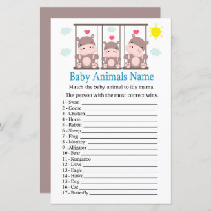 Love hippo Baby Animals Name Game