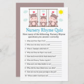 Love hippo Nursery Rhyme Quiz baby shower game (Voorkant / Achterkant)