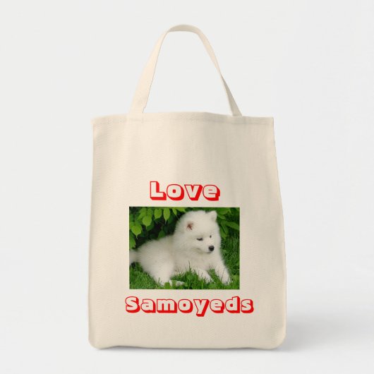 Love hite Samoyed Puppy Dog Canvas tas (Voorkant)