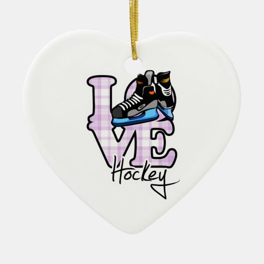 Love Hockey Keramisch Ornament (Voorkant)