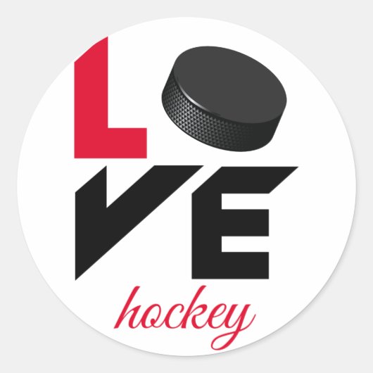 Love hockey ronde sticker (Voorkant)