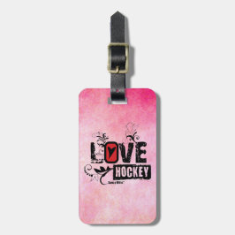 Love Hockey Swirl Bagagelabel