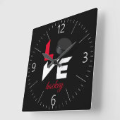 Love hockey vierkante klok (Hoek)