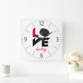 Love hockey vierkante klok (Huis)