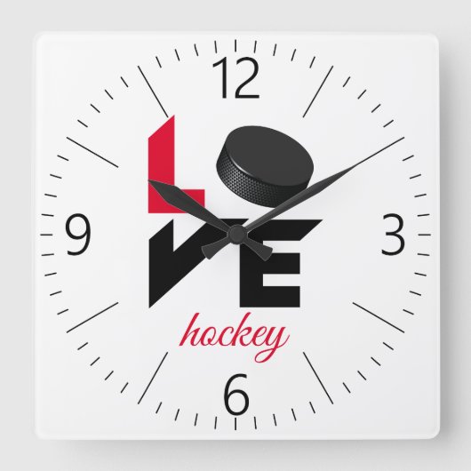 Love hockey vierkante klok (Voorkant)