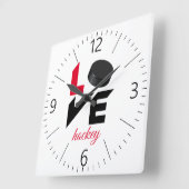 Love hockey vierkante klok (Hoek)