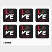 Love hockey vierkante sticker (Vel)