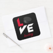Love hockey vierkante sticker (Envelop)