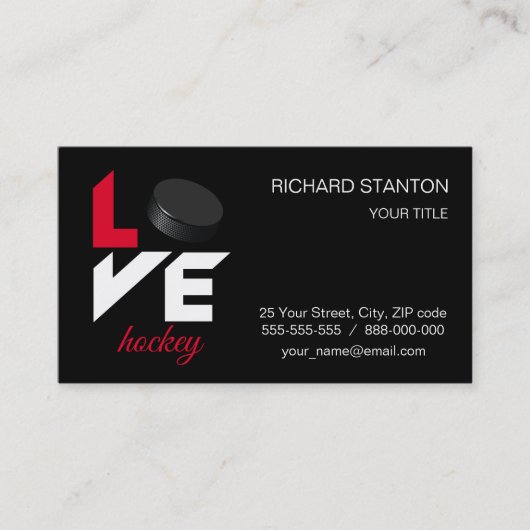 Love hockey visitekaartje (Voorkant)