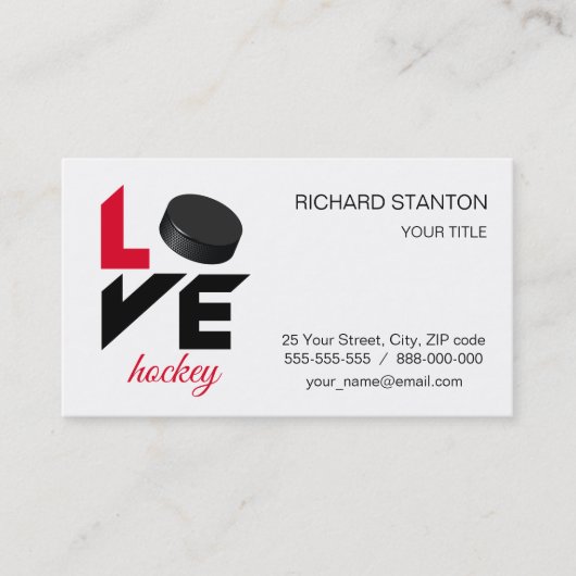 Love hockey visitekaartje (Voorkant)