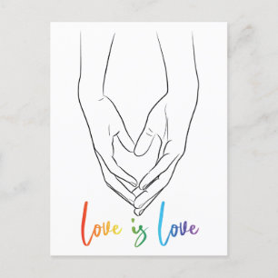Love Holding Hands Heart Line Art Pride Po Briefkaart
