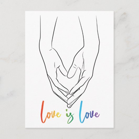 Love Holding Hands Heart Line Art Pride Po Briefkaart (Voorkant)