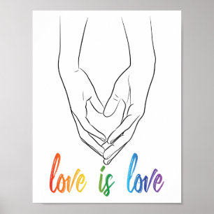 Love Holding Hands Heart Line Art Pride Po Poster