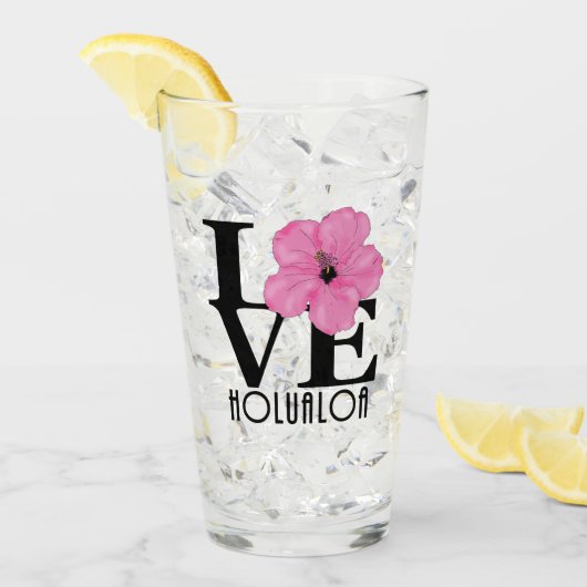 LOVE Holualoa Pink Hibiscus Glas (Voorkant ijs)