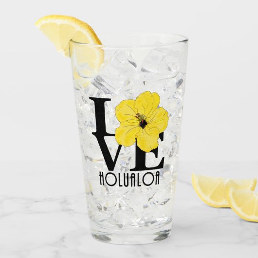 LOVE Holualoa Yellow Hibiscus Glas (Voorkant ijs)