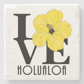 LOVE Holualoa Yelow Hibiscus Stenen Onderzetter