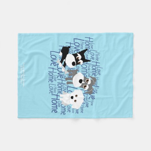 Love, Home - Custom Schnauzer Fleece Blanket 1 (Voorkant (Horizontaal))