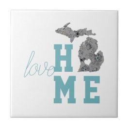 Love Home is Michigan The Great Lakes State Decor Tegeltje