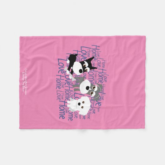 Love, Home - Schnauzer Fleece Blanket (Voorkant (Horizontaal))