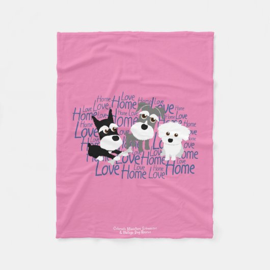 Love, Home - Schnauzer Fleece Blanket Deken (Voorkant)