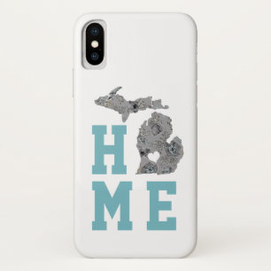 Love Home State Michigan Gray Blue Poppies Floral Case-Mate iPhone Case