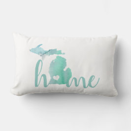 Love Home State of Michigan Waterverf Silhouette Kussen