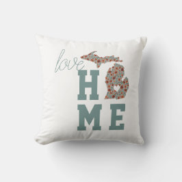Love Home State of Michigan with Poppies Floral Kussen